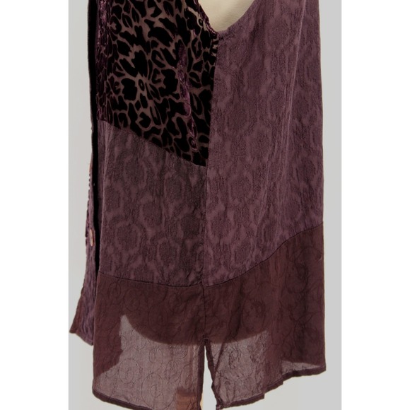 URU Velvet Burnout‎ Sleeveless Blouse One Size Purple Textured Jacquard Vintage - Picture 7 of 12